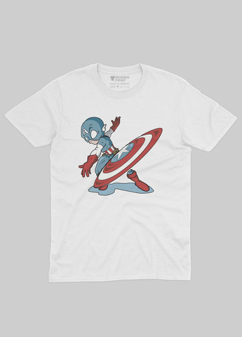 Белая демисезонная футболка для девочки с принтом супергероя - капитан америка (ts001-1-whi-006-022-011-g) Modno