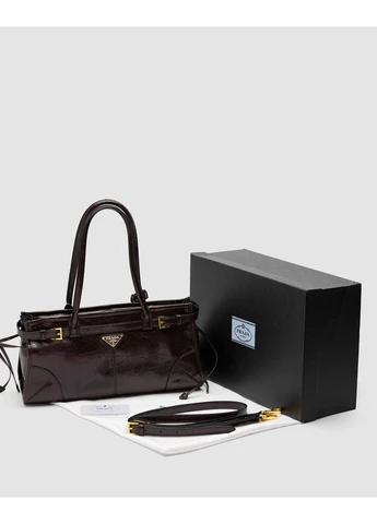 Сумка Prada Medium Leather Handbag Dark Brown Прада (377507673)