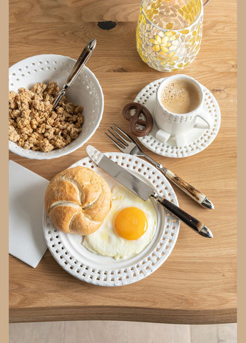 Чашка и блюдце белого цвета 200 мл. Бельгия (34642) J-Line (302518412)