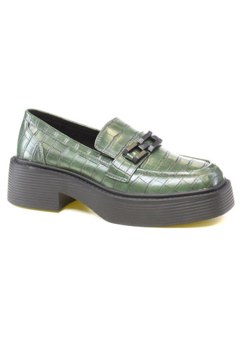 Зеленые женские туфли на среднем каблуке английские - фото