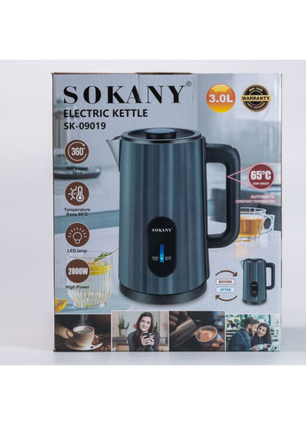 Электрический чайник SK-09019GR 3 литра Зеленый Sokany (370974551)