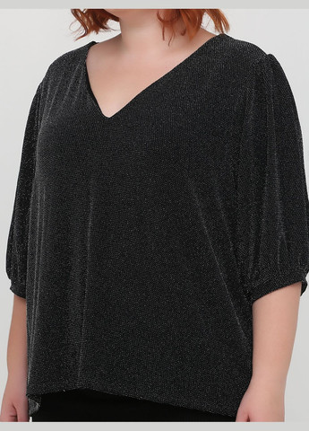 Чорна демісезонна блузка з блискучого трикотажу для жінки 0926841 чорний H&M