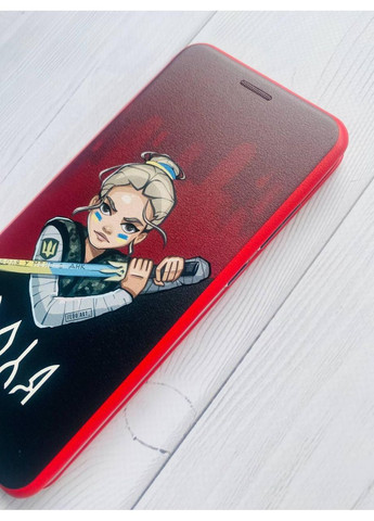Чехол-книжка красный с рисунком на Xiaomi Redmi Note 14 4G Украинская защитница (принт 171) Creative (364688076)