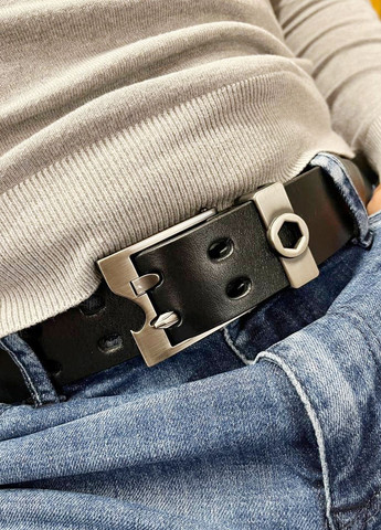 Ремень мужской кожаный черный -4068 (125 см) мультитул JK (306554331)