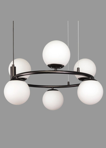 Люстра подвесная черная круглая на 6 ламп "Bubbles" (52-1011-6 BK+WH) No Brand (370070662)