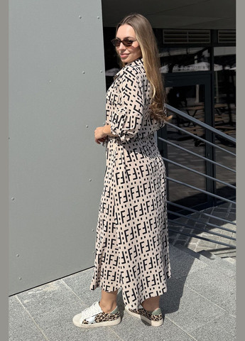 Бежевое кэжуал платье фенди (01221-white152) рубашка MioRichi