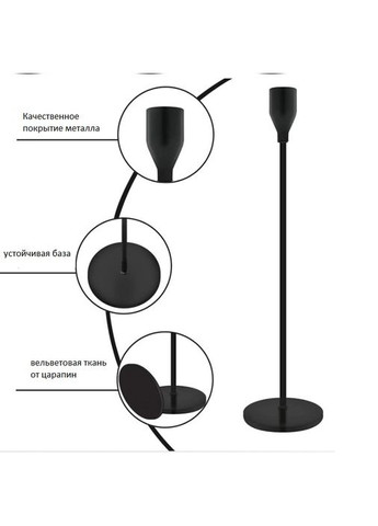 Підсвічник святковий REMY-DEСOR металевий Гамлет чорного кольору для тонкої свічки висота 23 см REMY-DECOR (293152666)