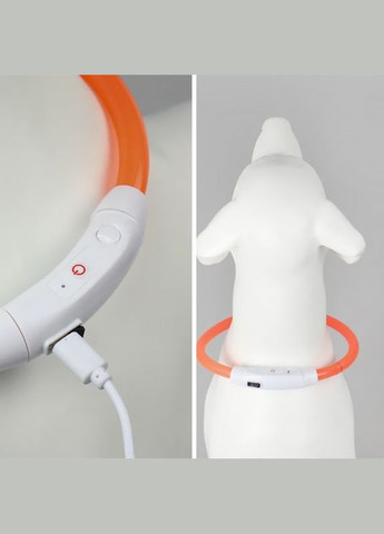 Світлодіодний LED нашийник 18 USB Orange L світний водовідштовхувальний для собак і котів 8 шт. Lesko (356500307)