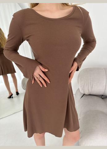 Бежевое женское платье мини цвет мокко р.42/44 453545 New Trend