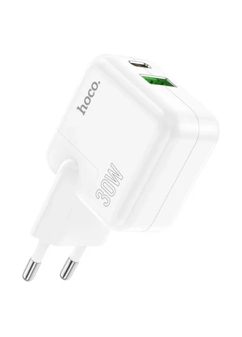 Мережевий зарядний пристрій C111A Lucky dual-port PD30W+QC3.0 charger White Hoco (391226527)