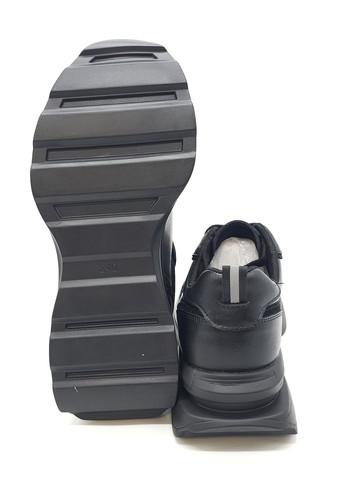 Черные всесезонные женские кроссовки черные кожаные l-10-33 23 см(р) Lonza