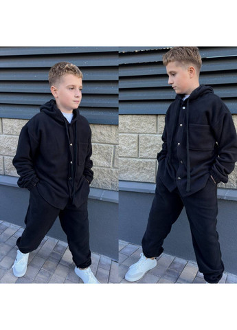 Черный костюм двухсторонний флис мальчик No Brand