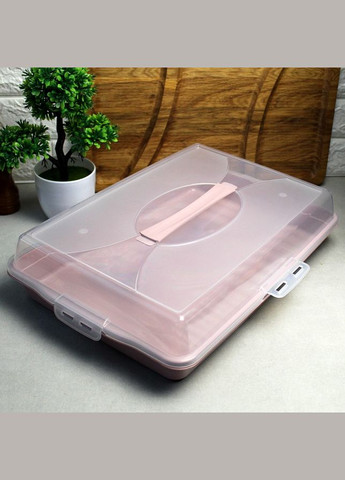 Прямокутна пластикова тортовниця з кришкою 44*30*10 см з засувками Алеана (364195607)