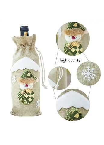 Набор Чехлов рождественских для бутылки вина 3 шт Упаковка чехол подарочный новогодний на бутылку No Brand (307925975)