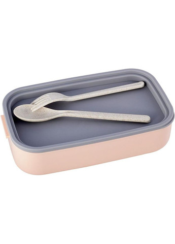 Ланч-бокс Snack 1400мл, двухуровневый с приборами, розовый Kamille (372171997)