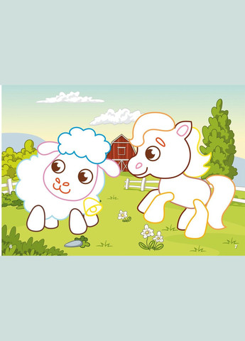 Первые раскраски с цветным контуром и наклейками. ферма Кристал Бук (331860286)