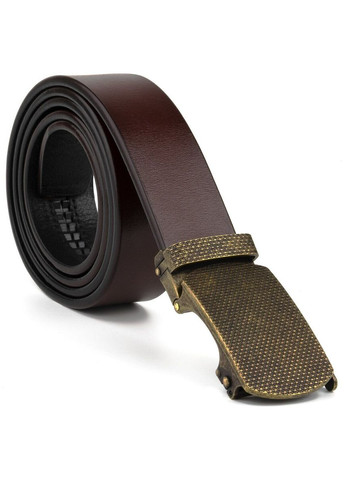 Ремінь чоловічий із зернистою пряжкою автомат Vintage коричневий (sku_20273) No Brand (327819656)