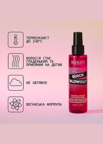 Експрес-праймер, спрей для швидкого сушіння волосся феном і захисту під час термоукладання Quick Blowout 125ml (1035788-66292) Redken (368609039)