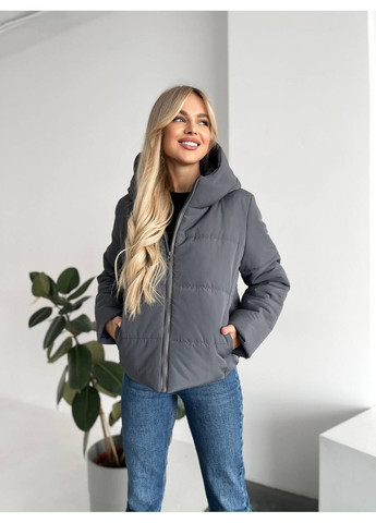 Графітова демісезонна куртка плащівка синтепон 200 топ якість No Brand