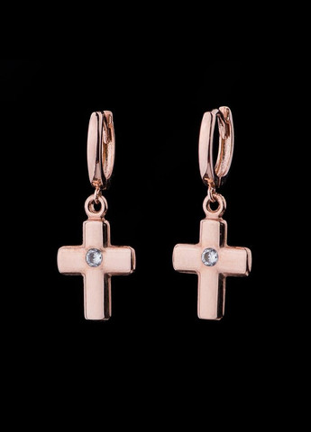 Золоті сережки Хрестики з фіанітами с04415 Oniks (332675112)