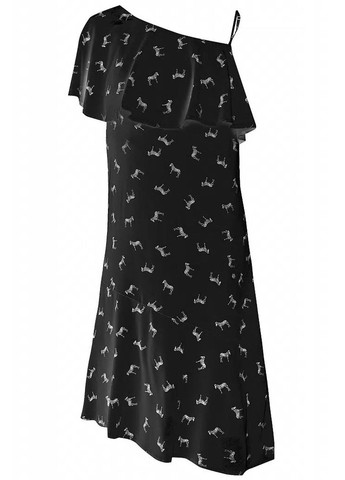 Чорна кежуал сукня s18-12051-200 з відкритими плечима Finn Flare з малюнком