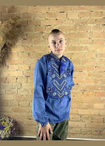 Синяя подростковая натуральная вышиванка дерево жизни НоКо хлопок (306555194)
