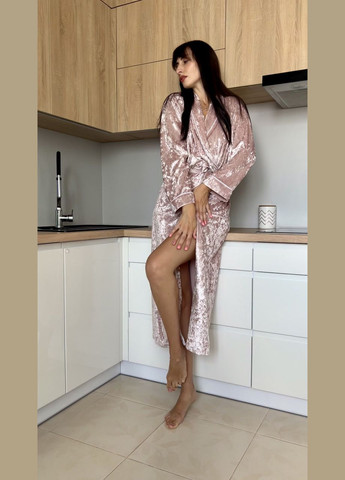 Пудрова всесезон халат велюровий "пудра" 2 Льва