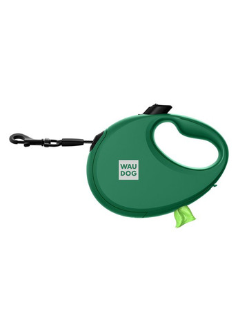 Поводок-рулетка для собак R-leash с контейнером для пакетов, светоотражающая лента, L, до 40 кг, 5 м, зеленый WAUDOG (364750608)