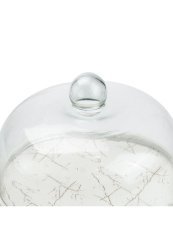 Керамічна тортівниця 25 см зі скляною кришкою на бамбуковій підставці Білий Yiwu (360455080)