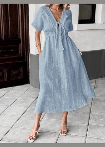 Голубое повседневный платье DK/DL Мода без кордонів однотонное