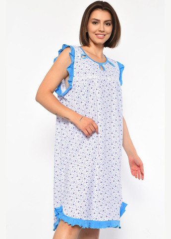 Нічна сорочка напівбатальна жіноча білого кольору з квітковим принтом Let's Shop (302370379)