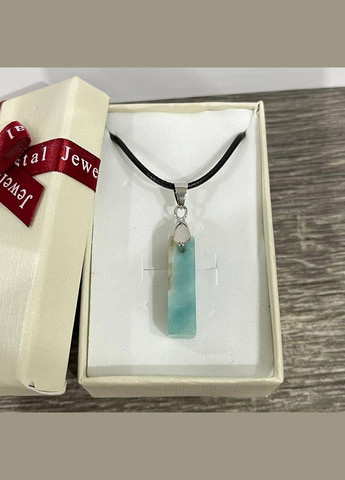 Кулон талісман з натуральним каменем Амазоніт прямокутної форми на шнурку в подарунковій коробці АТМ (331291781)