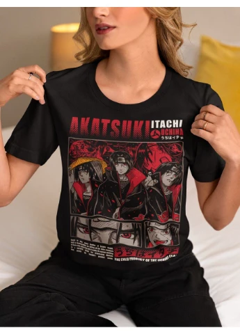 Черная футболка с аниме принтом наруто оверсайз (s/m/l) черный animej0391 No Brand