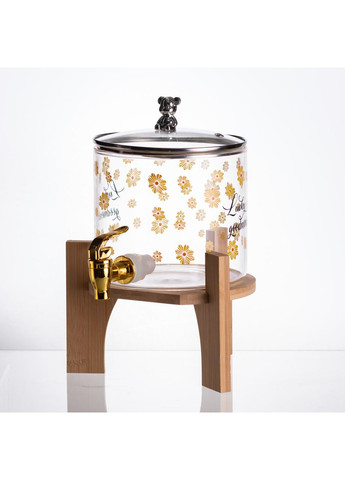 Лимонадница с краном 2.6 л стеклянная на деревянной подставке для напитков сервировки для пикника ProDobro (364191618)