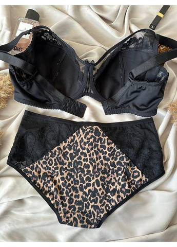 Коричневый комплект бюстгальтер с трусиками макси 11533 леопардовый Lanny Mode