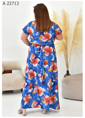 Синее повседневный женское летнее платье большого размера SK