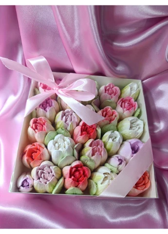 Цветы из зефира в коробочке 20*20 No Brand (386926846)
