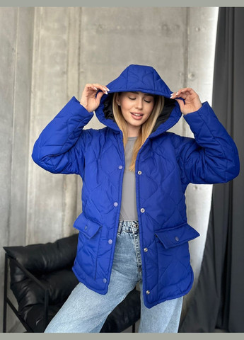 Синяя женская теплая куртка с капюшоном цвет электрик р.50/52 452205 New Trend