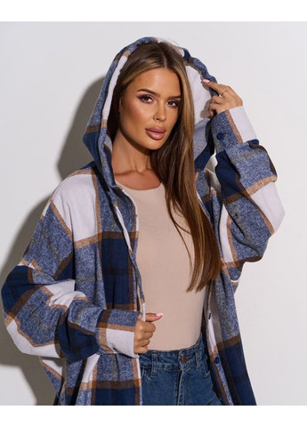 Синяя повседневный, кэжуал рубашка в клетку ISSA PLUS с длинным рукавом