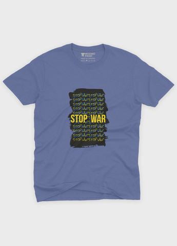 Темно-голубая летняя мужская футболка с патриотическим принтом top war s (ts001-5-dmb-005-1-118-f) Modno