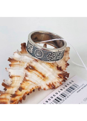 Кільце з рунами зі срібла з чорнінням No Brand (366338563)