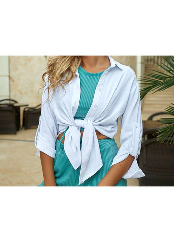 Комбинированная стильный топ на завязках, арт. 450/1, бирюза KHAN