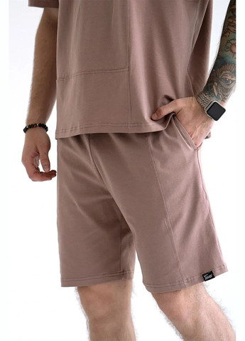 Коричневый летний мужской летний костюм шорты с футболкой cut мокко Teamv