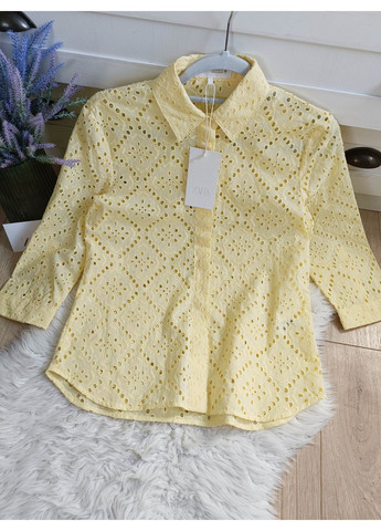 Жёлтая рубашка zw collection с прорезной вышивкой Zara