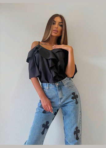 Черная классическая рубашка однотонная DK/DL Мода без кордонів