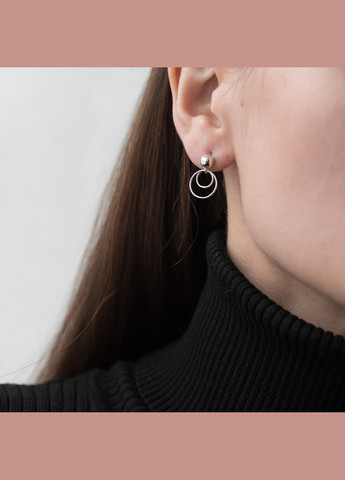 Серебряные серьги - пусеты Кольца 122558 Oniks (264022442)