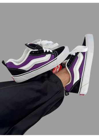 Чорні Осінні кеди чоловічі vans knu purple black / white ванс кну скул No Brand
