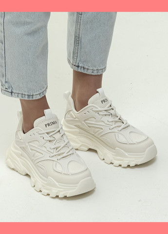 Кросівки жіночі шкіра текстиль Prima d'Arte молочні всесезони (281352835)