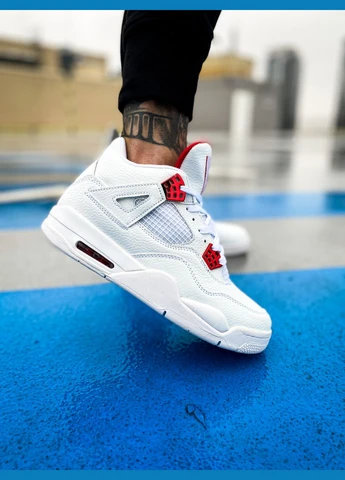 Кроссовки женские и мужские Air Jordan 4 Retro metallic red white | Найк Аир Джордан 4 Ретро белые No Brand белые всесезоны (311314450)