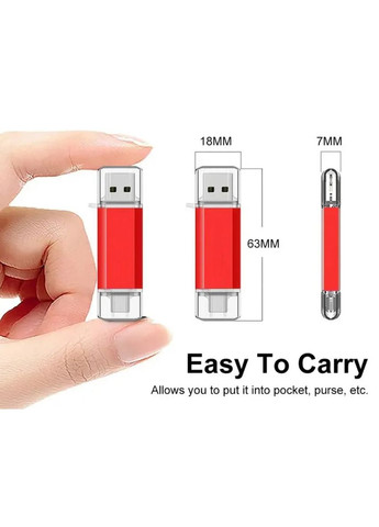 Флешка Plain 128Gb OTG USB Flash Drive Type-C Red Jaster (297869048)